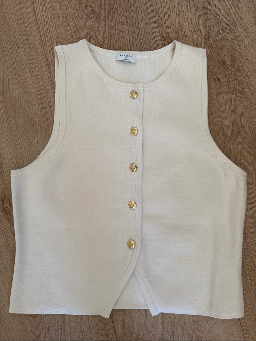 Babaton Cream Knit Sleeveless Vest